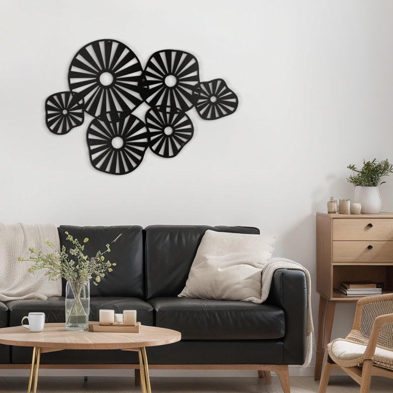 Décoration murale en métal, H 15 po x l 30 po x P 0,05 po, Noir