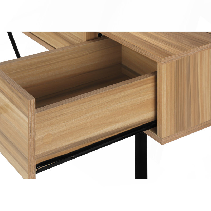 Bureau d'ordinateur, bureau personnel, ordinateur portable, tiroirs de rangement, L 48 po, bureau, stratifié brun, métal noir, transitionnel
