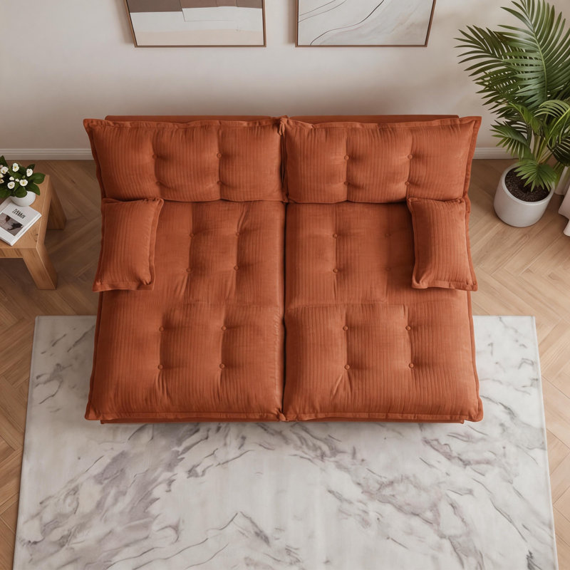 Canapé modulaire 77 po en chenille modulaire avec 2 repose-pieds et canapé-lit 77 po, 35.4" H x 77" W x 33.8" D