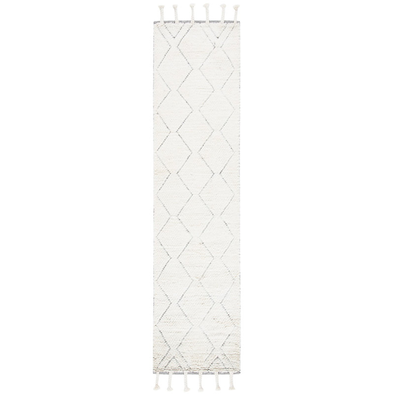 Tapis géométrique en laine tissé à la main Casablanca, Tapis de couloir 2 pi 3 po x 7 pi