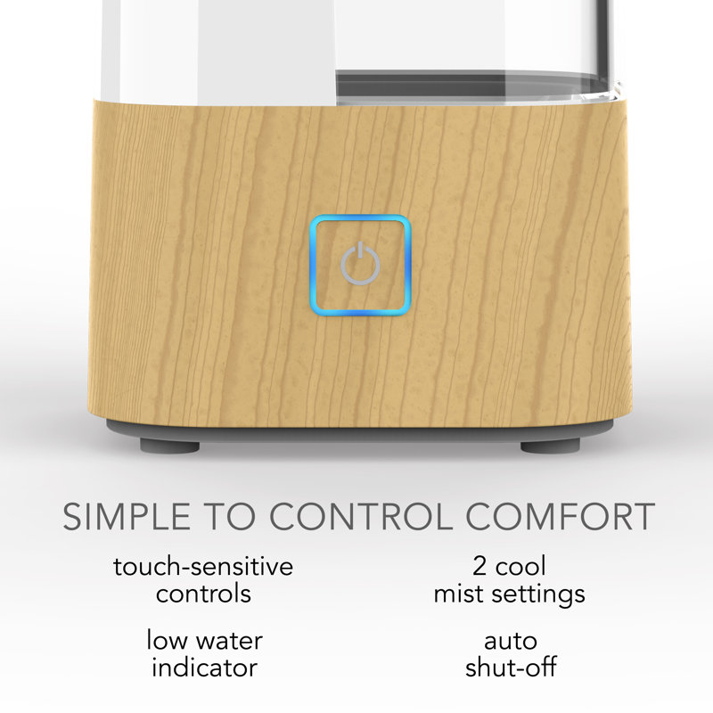 Light Ash Woodgrain Ultrasonic Cool Mist Humidifier with Auto Shutoff