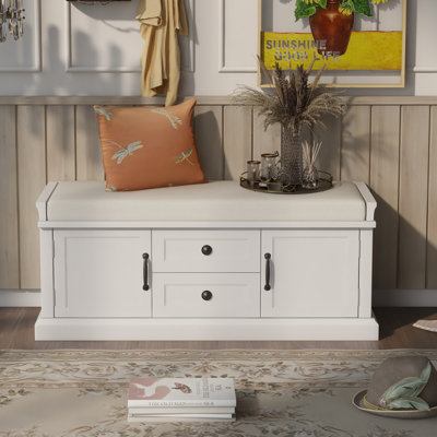 Polyester Blend Upholstered Storage Bench