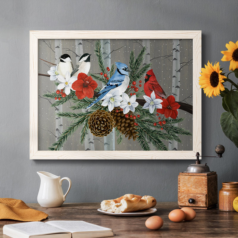 Birch Birds Collection, peinture sur toile encadrée, Blanc, H 28 po x l 42 po x P 1,5 po