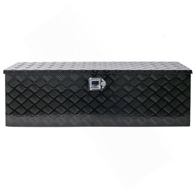 48Inch Aluminum Tool Box,Heavy Duty Truck Bed Tool Box,Outdoor Trailer Pickup Storage Tool Box,RV Storage Organizer,Underbody Box W/Lock Keys,Black 48X15x15inch