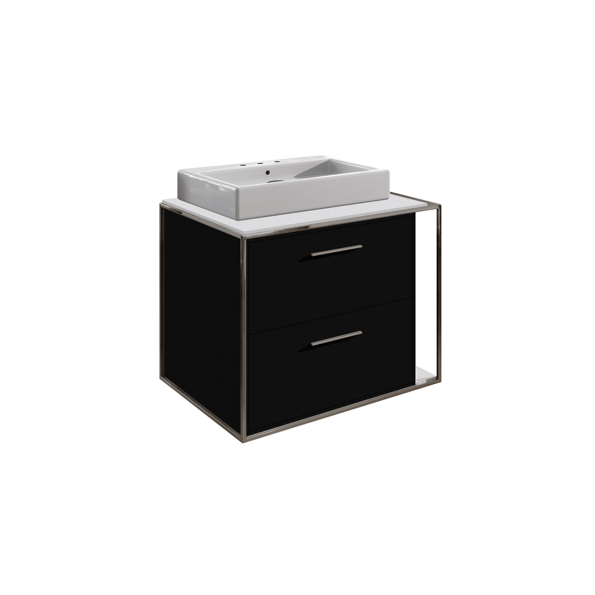 Linea 24'' Single Bathroom Vanity, Polished Stainless Steel, 8" Widespread, Azure