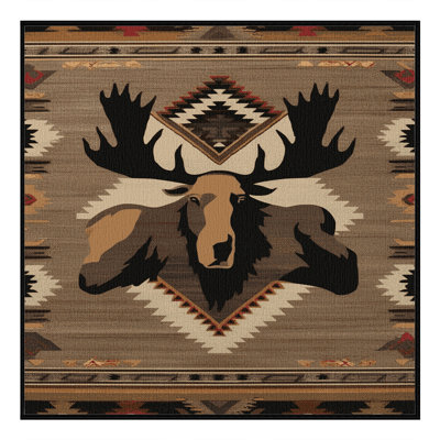 Washable Mountain Lion Southwestern Area Rug