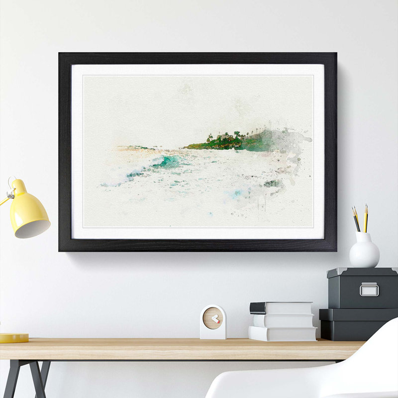 San Diego Seascape in Abstract - Picture Frame Graphic Art Print, 60cm H x 91cm W x 2cm D, Black