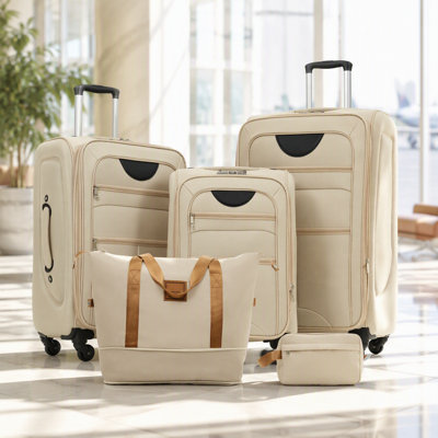 Softside Luggage Expandable 3 Piece Set Suitcase with Duffel Bag Upright Spinner Softshell Lightweight Luggage Travel Set-22/26/30 IN, Suitable For Travel Vacations / Business Trips / Campus Life