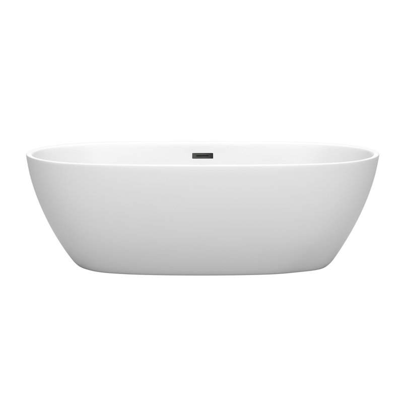 Juno 71'' x 32'' Soaking Acrylic Bathtub, Matte White/Matte Black