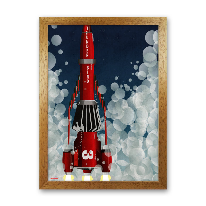 Thunderbird Three - Print, 60cm H x 42cm W x 3cm D, Oak Framed