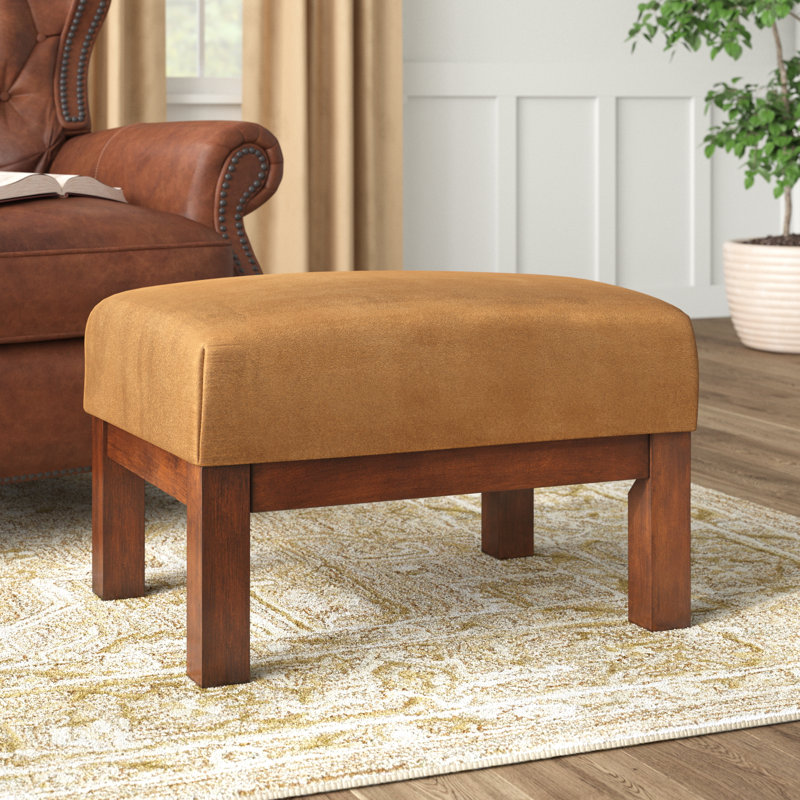 Repose-pieds rectangulaire de 27 po de largeur Encinal, Microfibre rouille, Chêne