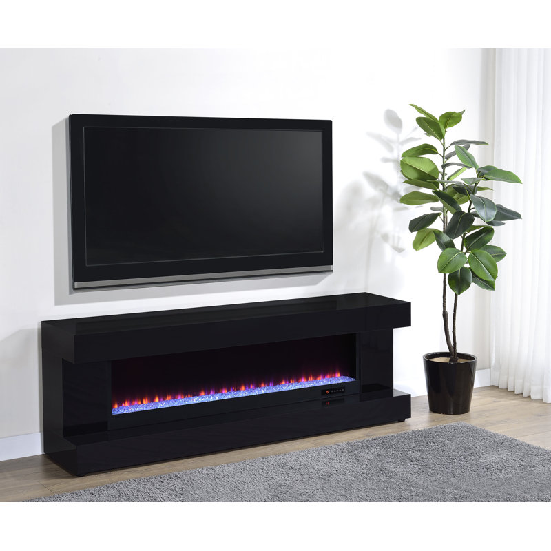 Meuble télé 71 po, Black High Gloss