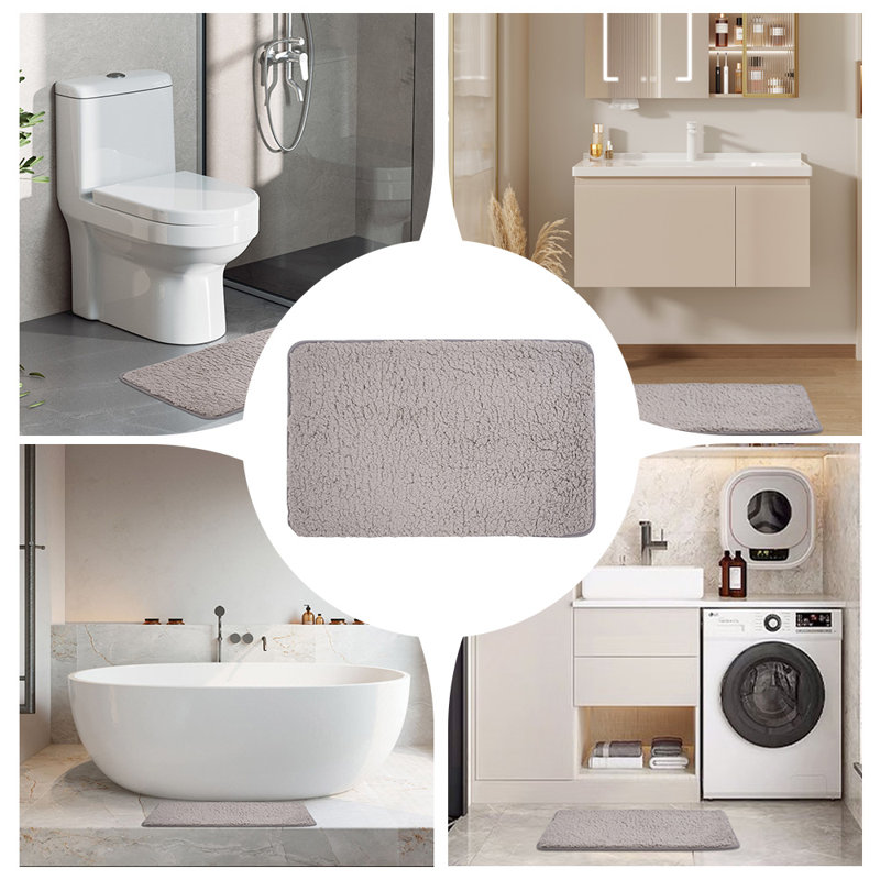 Non-Slip Bath Mat, Single- 80cm  L x 50cm W, Grey