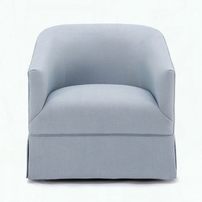 Skirted Swivel Barrel Chair with 360-Degree Rotation