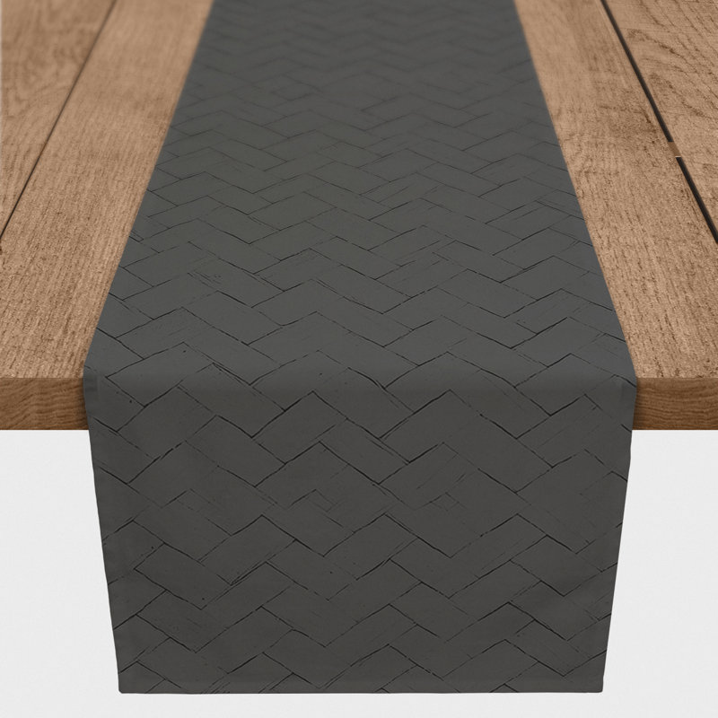 Chemin de table tissé à texture 5, Gris anthracite, L 72 po