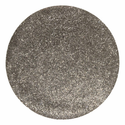 Sparkles Home Beaded Placemat | 15" Round Glass Bead Table Mat | Rubberized Backing | Chic