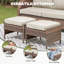 Ensemble de 2 repose-pieds d'extérieur en rotin brun avec coussin beige pour cour ou terrasse
