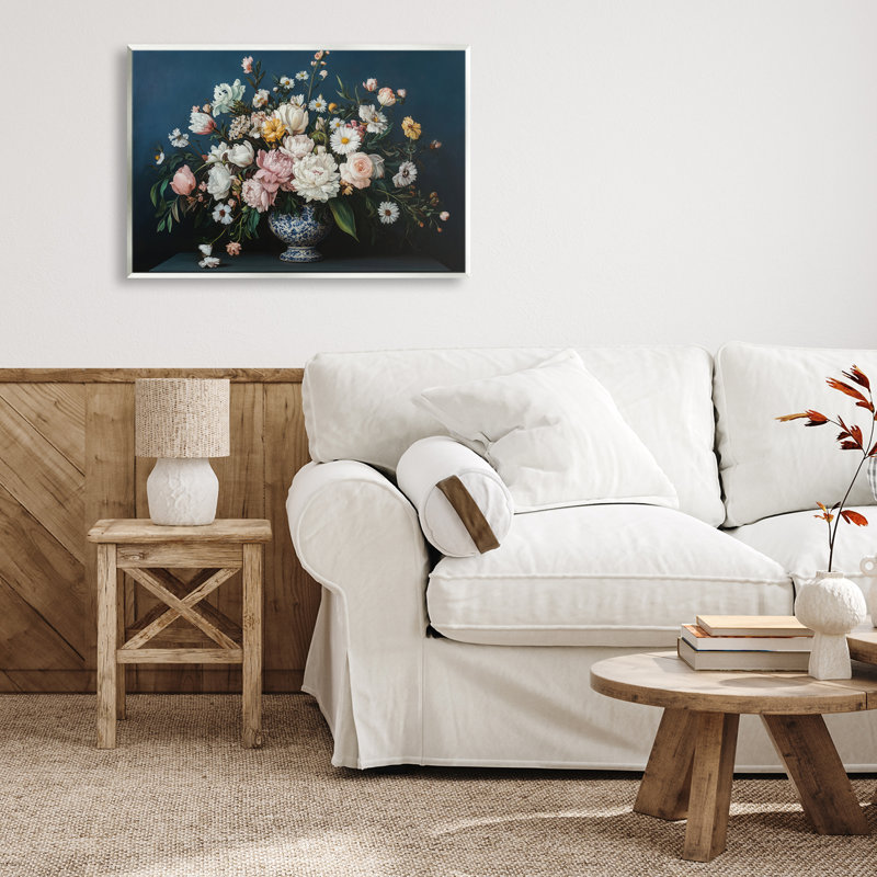 «Moody Blue Floral Vase», plaque murale par Petal Prints Design, H 13 po x l 19 po
