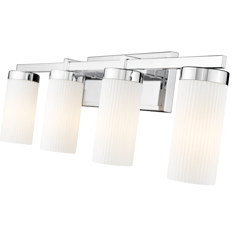 Coiffeuse Danica, H 9 po x l 29,5 po x P 5,5 po, Chrome chrome, Quatre lumières