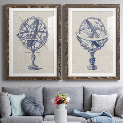 " Armillary Sphere On Linen I " 2 - Pieces