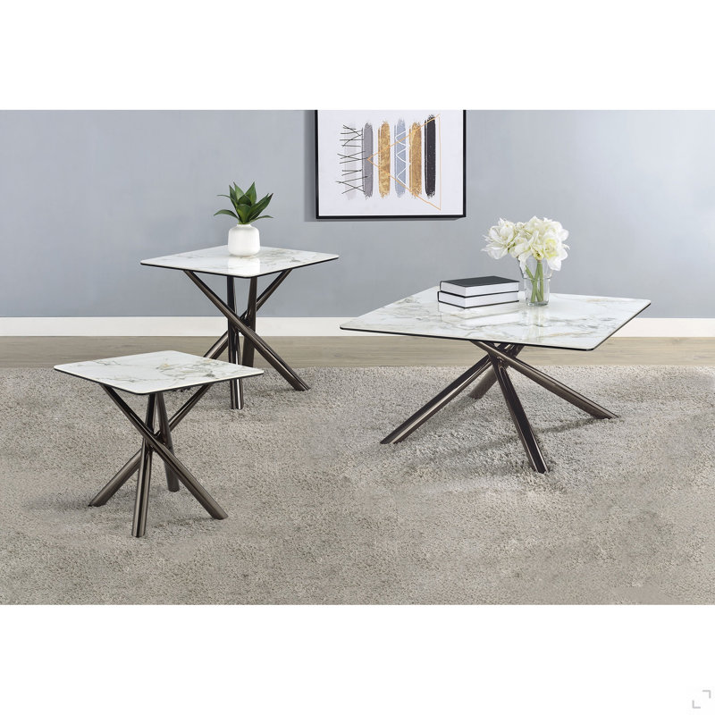 Newport Mirage White 3-piece Coffee Table Set