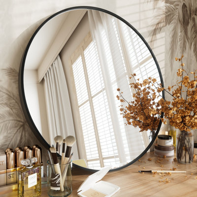 Molly Easy French Cleat Mounting Metal Alloy Wall Round Vanity And Dresser Bathroom Mirror