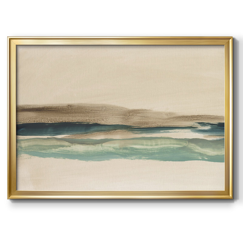 «Layered Horizon», toile tendue avec châssis en I, H 14 po x l 20 po x P 1,5 po, Or
