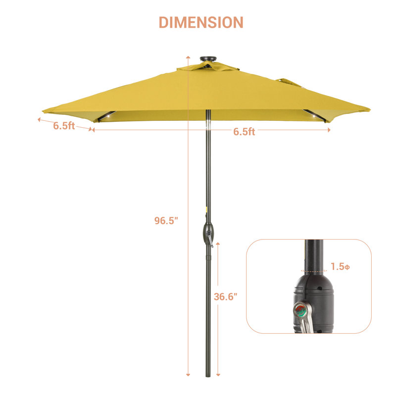 Parasol de marché carré 78 po Rukhsaar, Jaune