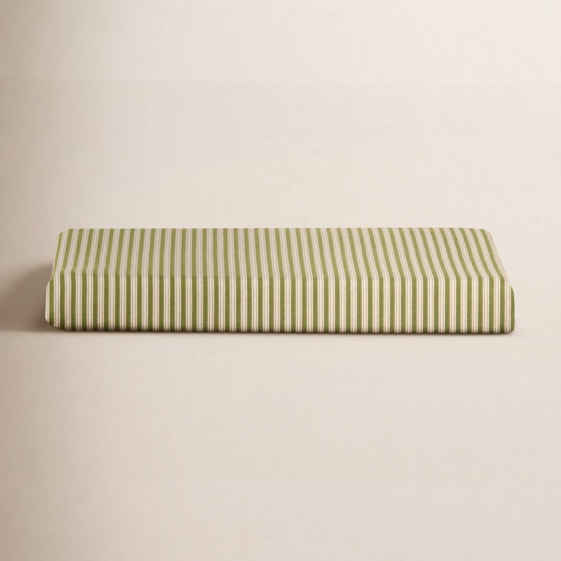 Dauntsey Birch Lane Polo Stripe 2" Dining Chair Seat Pad with Ties, White/Green