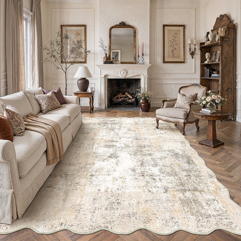 Tapis moderne lavable abstrait, Rectangle 8 pi x 10 pi