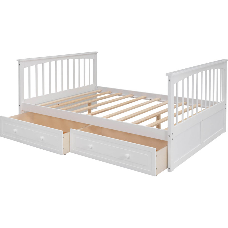 Structure de lit de jour en bois Wren avec clôture, style rustique, pin massif, Simple sur simple, Blanc