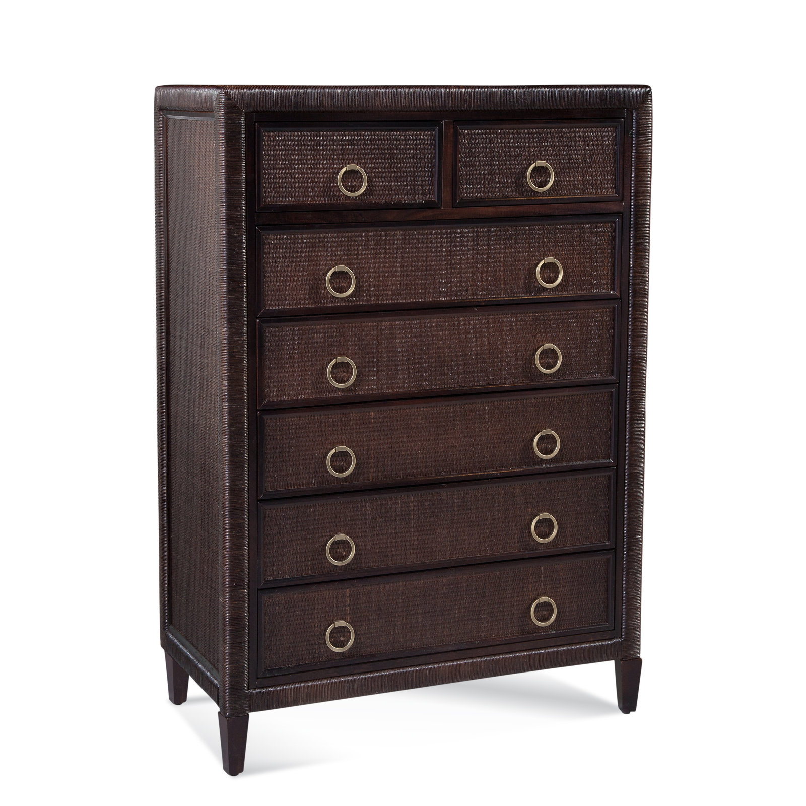 Warwick 38" Wicker Dresser, Satin Nickel, Pumice