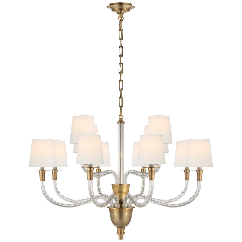 Thomas O'Brien Vivian Large Two-Tier Chandelier, Hand-Rubbed Antique Brass, Fabric
