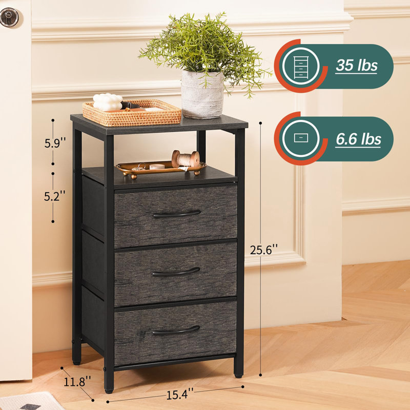 Table de chevet avec station de charge Jameire, Gris
