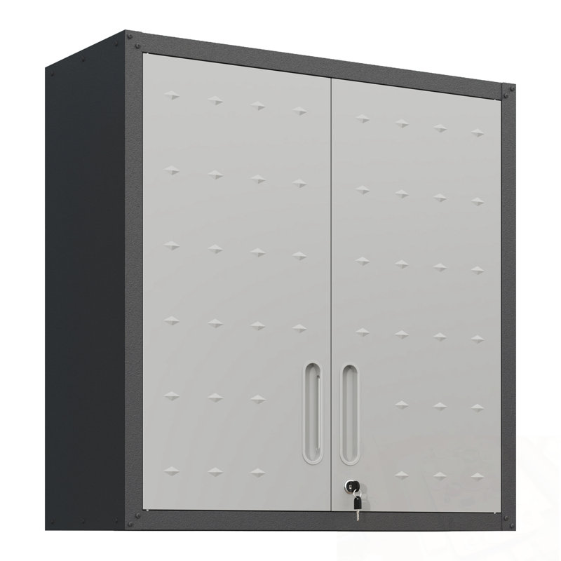 Wall Mounted Metal Storage Cabinet With 2 Locking Doors And 1 Adjustable Shelf