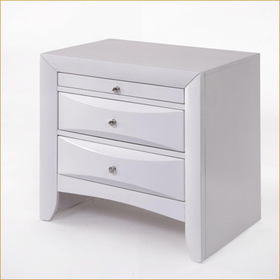 Table de chevet moderne en bois massif blanc avec 2 tiroirs et plateau