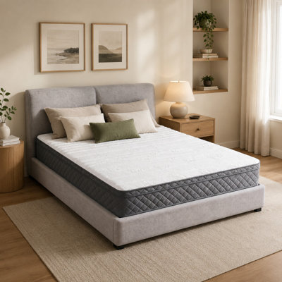 Roll-Up Independent Spring Mattress, Knitted, Skin-Friendly, Mite-Proof, Medium Firmness, Suitable For Hotel, Home, And Cross-Border Use, Gray, Full Size.