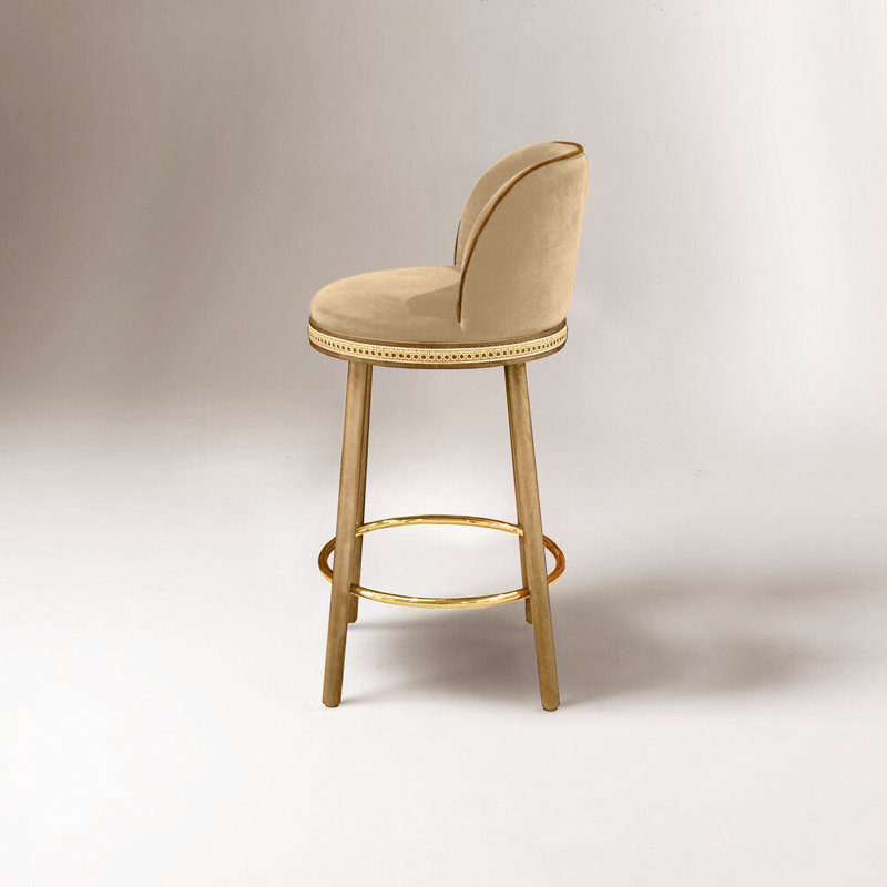 Tabouret de bar et de comptoir Alma, Tabouret de bar (siège d'une hauteur de 30 po), Laiton poli, Dune