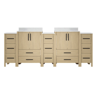 84 In. Freestanding Bathroom Vanity With Engineered Marble Top Assembled