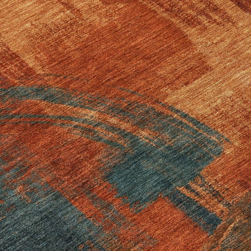 Tapis abstrait lavable à la machine intérieur / extérieur ACN2948, Rouille, 3 pi x 5 pi