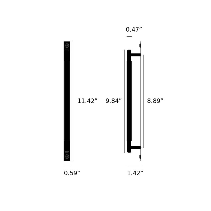 Pull Bar / Plate / Linear, Brass, 8 14/16"
