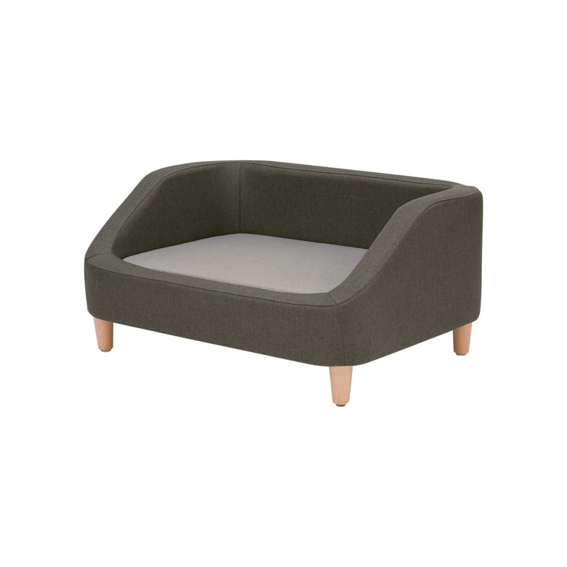 Gray Linen Elevated Pet Sofa with Washable Cushion