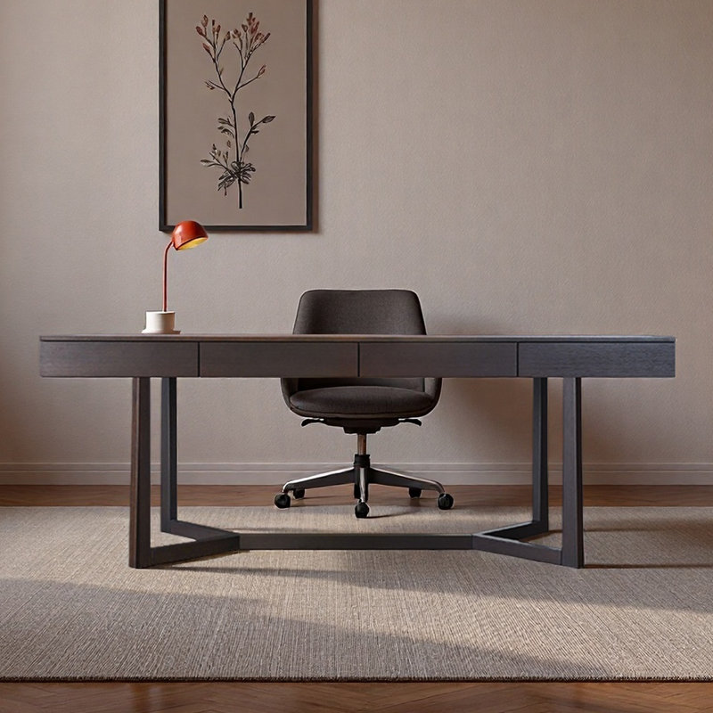 Bureau d'étude à domicile avec table d'ordinateur simple, Tanné, H 29,53 po x l 78,74 po x P 33,46 po