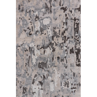 Tapis argenté et taupe noué à la main de haute qualité