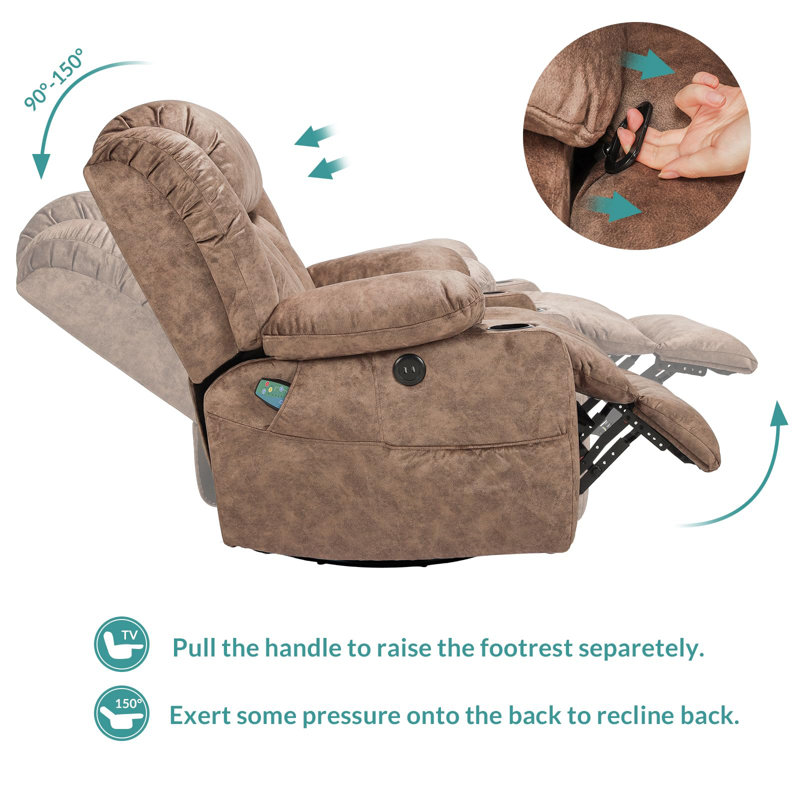 Fauteuil inclinable rembourré Kyneshia, Brun