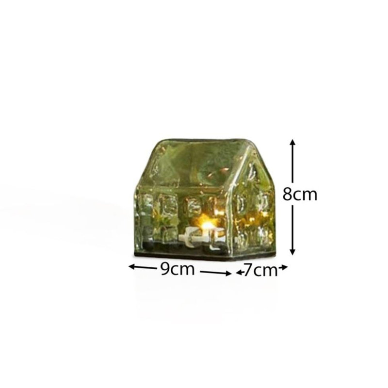 8cm Glass LED Light Up House -, Clear, 20.32cm H x 22.86cm W x 17.78cm D
