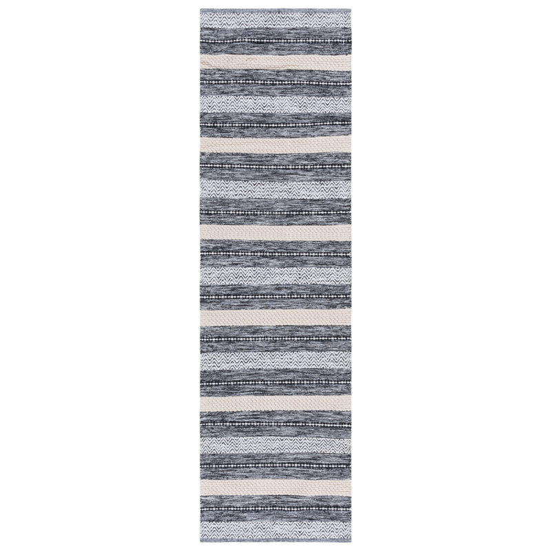 Tapis noir / ivoire Callazo 976, Tapis de couloir 2 pi 3 po x 8 pi