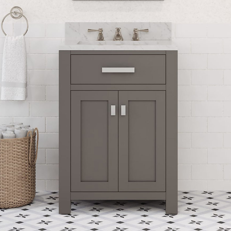 Ensemble de meuble-lavabo simple 24 po Minnetrista, Gris cachemire, Chrome chrome