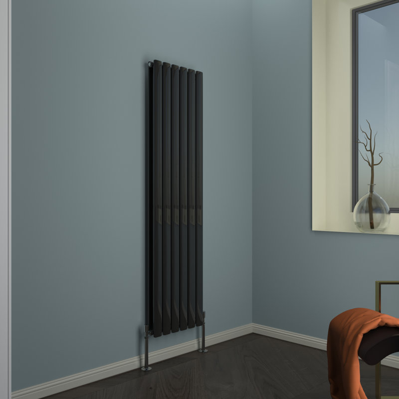 Alvin Vertical Designer Radiator, Black, 160 x 40 cm Double