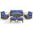 6-Piece Outdoor Rattan Modern Garden Fire Pit Set With Sofa, Swivel Chairs And Ottomans-495958233-495958232